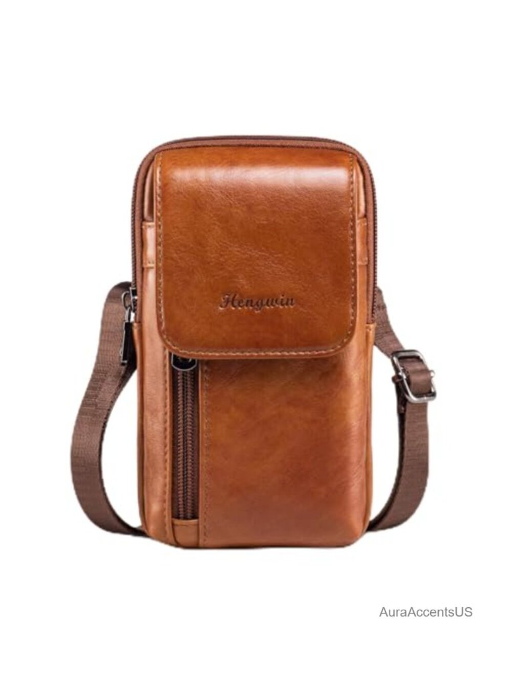 Genuine Leather Crossbody Phone Holster Belt Pouch Messenger Bag